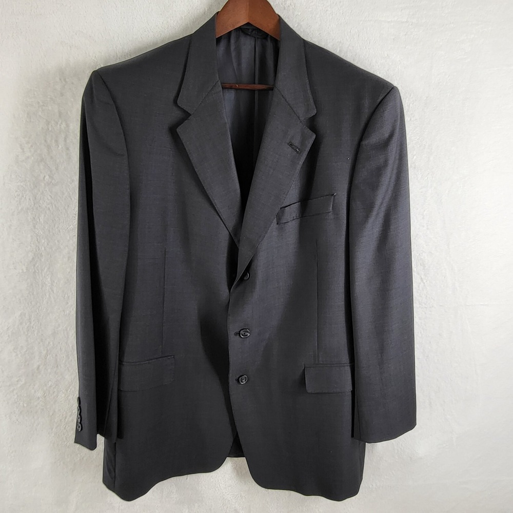 Hart Schaffner Marx Studio Sport Coat Blazer Mens Size 46L Black Single Breasted